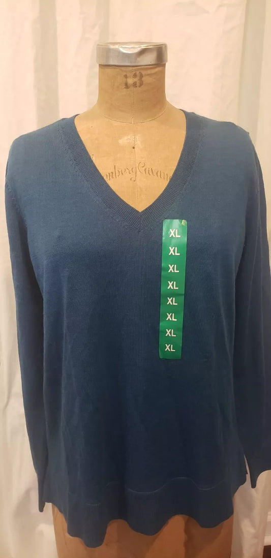 Katherine Barclay Womens Extra Fine Merino Wool V Neck Sweater (1720433)