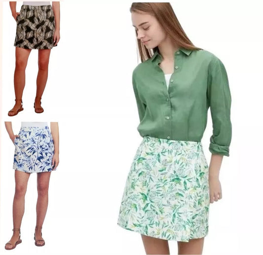 Ellen Tracy women’s green floral print Linen Blend SKORT 1746253