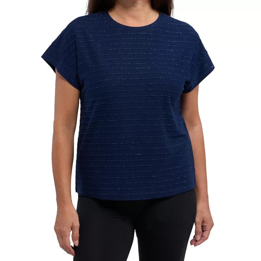Ellen Tracy Women's Glitter Stripe Blouse, Navy 1849311