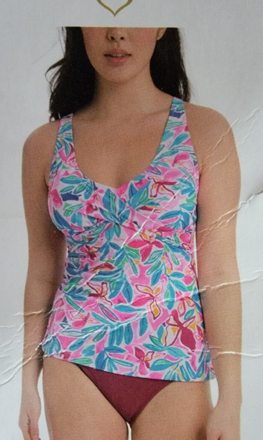 New Kathy Ireland Womens 2-Piece Tankini with Swim Brief Pink Black S M L XL XXL