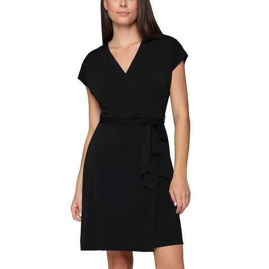 Nicole Miller Women's Faux Wrap Dress, Black 1849663