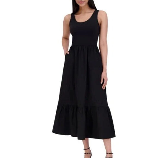 NEW Steve Madden Womens XL Black Sleeveless Maxi Dress Cotton Blend 1850910