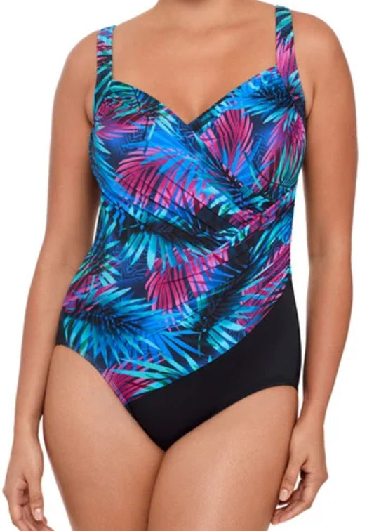 Miradonna by Miraclesuit Womens Swimsuit Purple Multicolor Floral Slimming 16 - 1857388